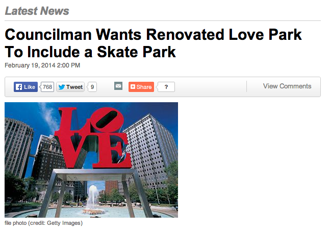 New Skatepark at Love Park?