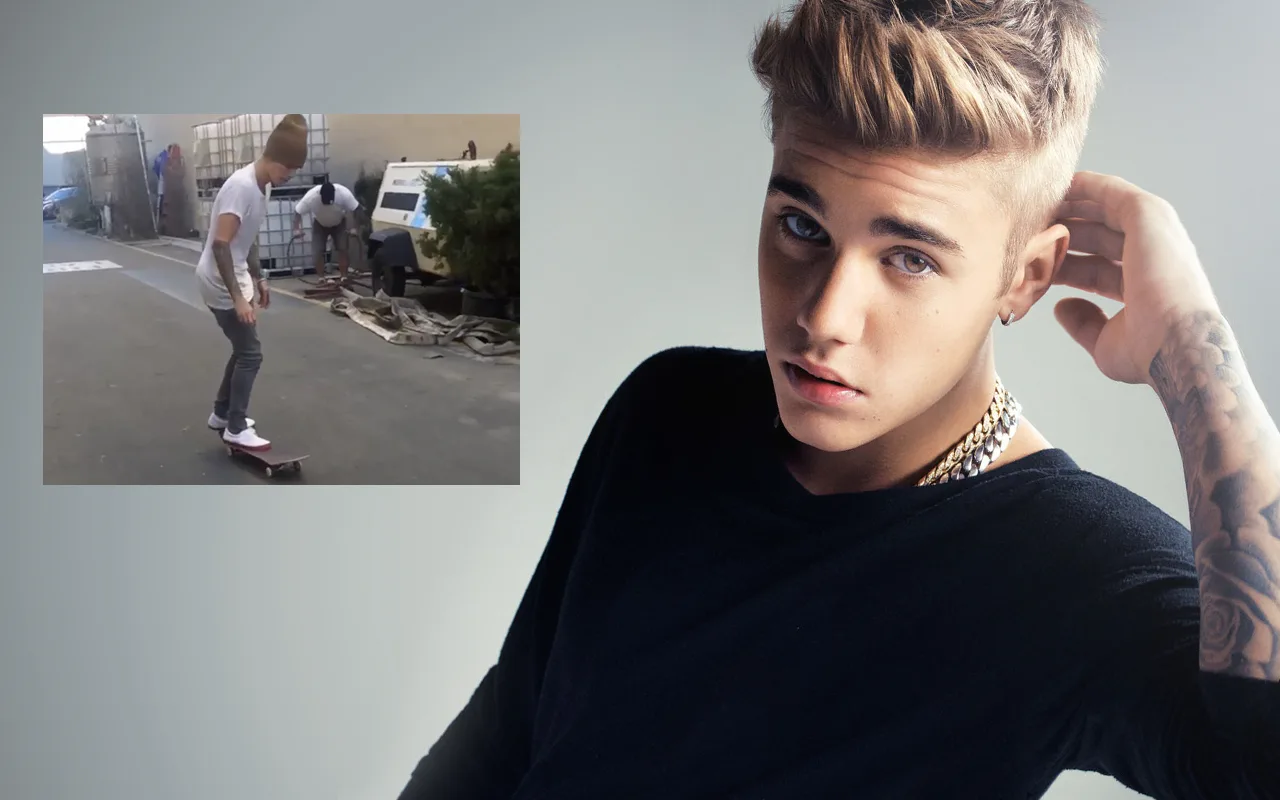 Justin Bieber chulea de Backside Kickflip